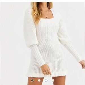 Asos sweater cable knit mini balloon sleeve  dress